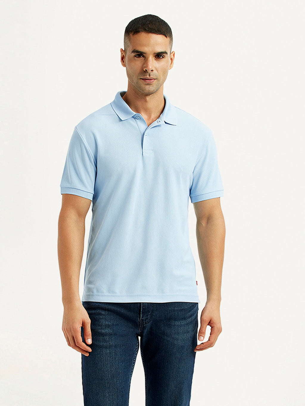 Men's Solid Light Blue Polo T-Shirt