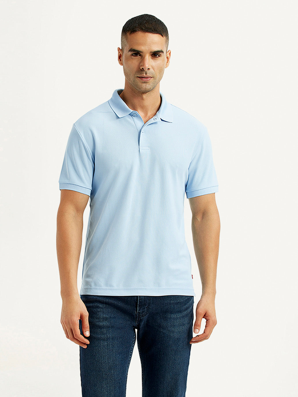 Men's Solid Light Blue Polo T-Shirt
