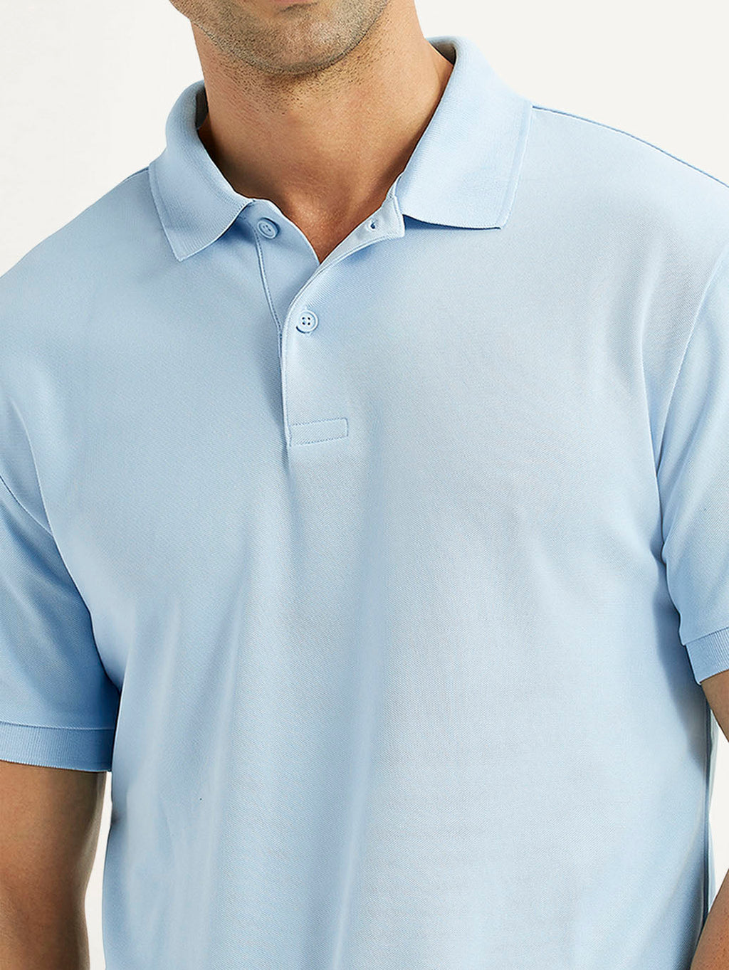 Men's Solid Light Blue Polo T-Shirt