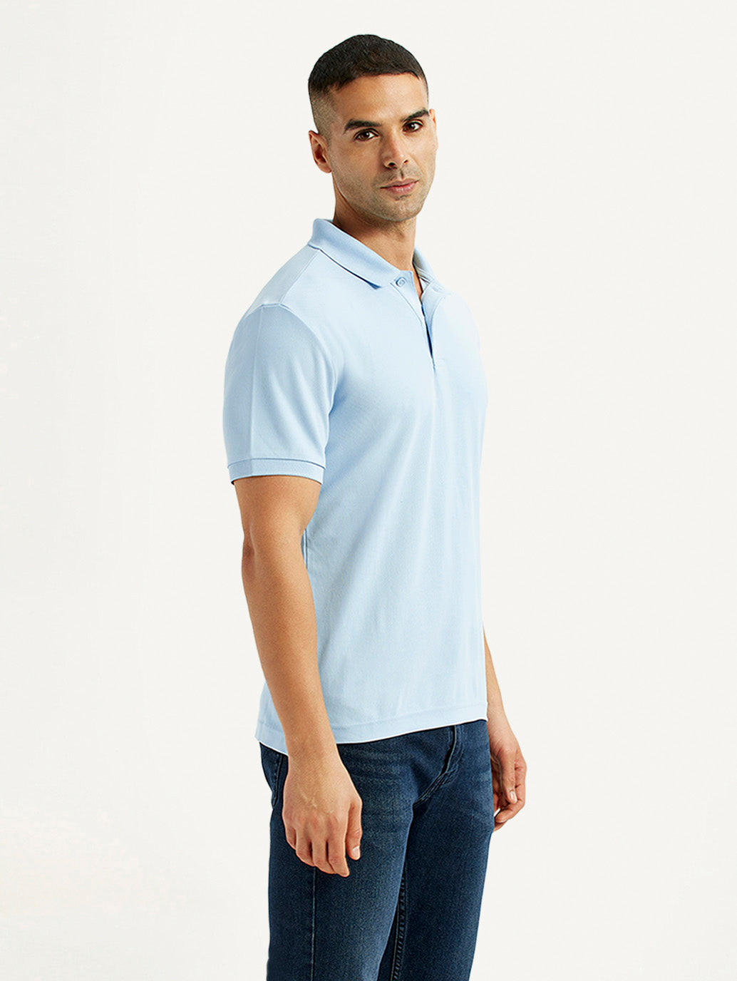 Men's Solid Light Blue Polo T-Shirt