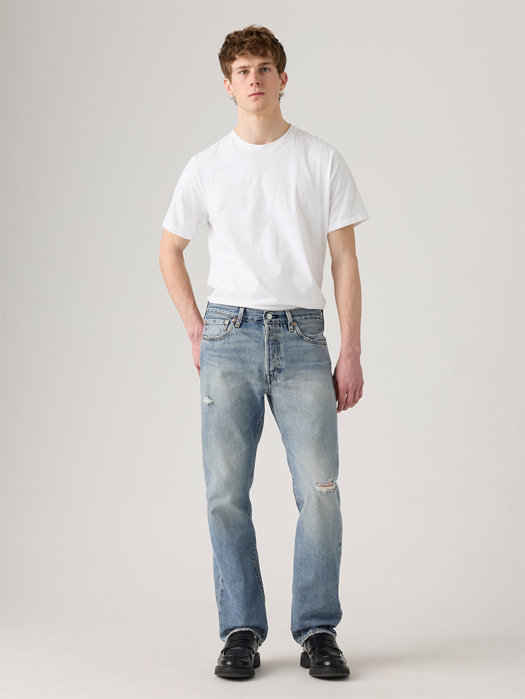 Men's 501 Blue Straight Fit Mid Rise Jeans