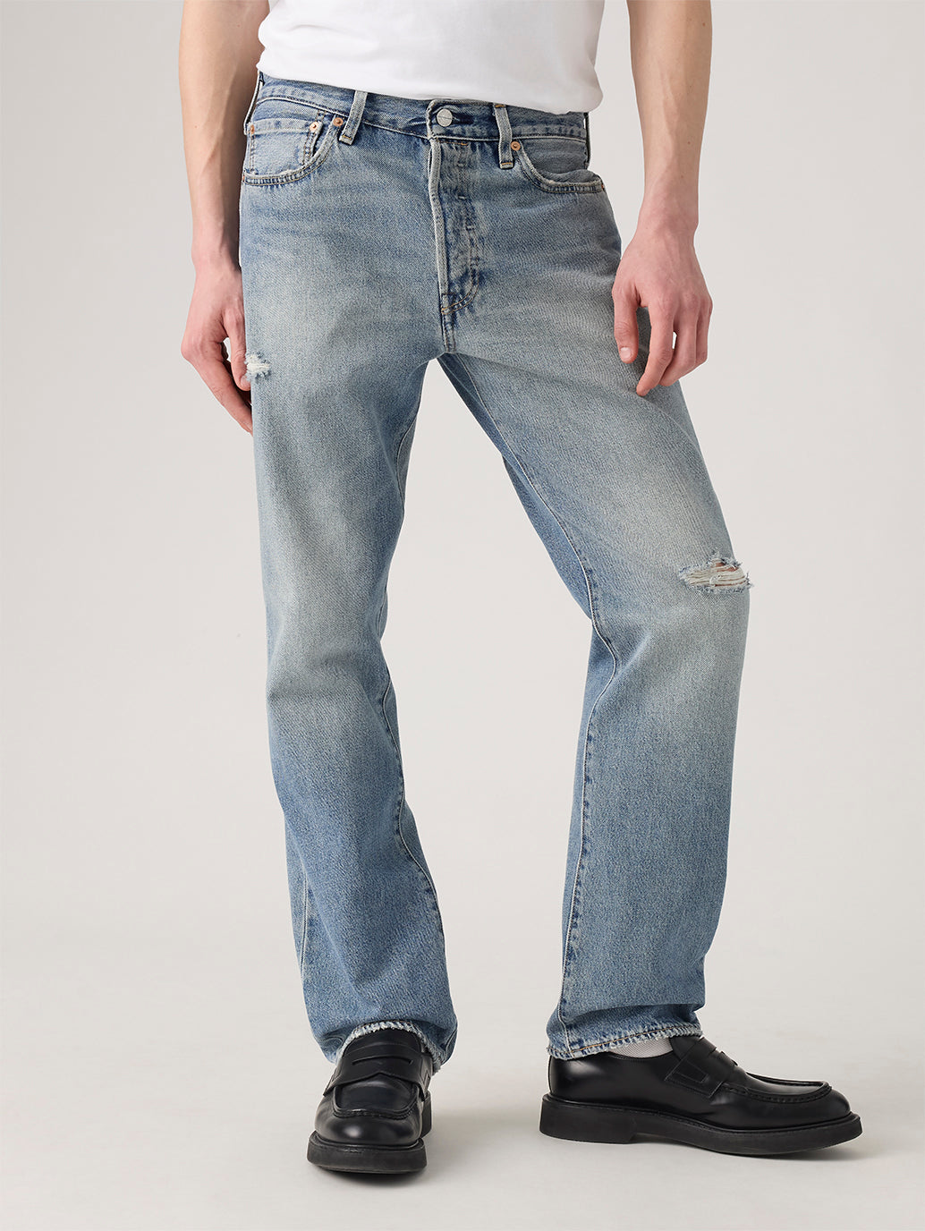 Men's 501 Blue Straight Fit Mid Rise Jeans
