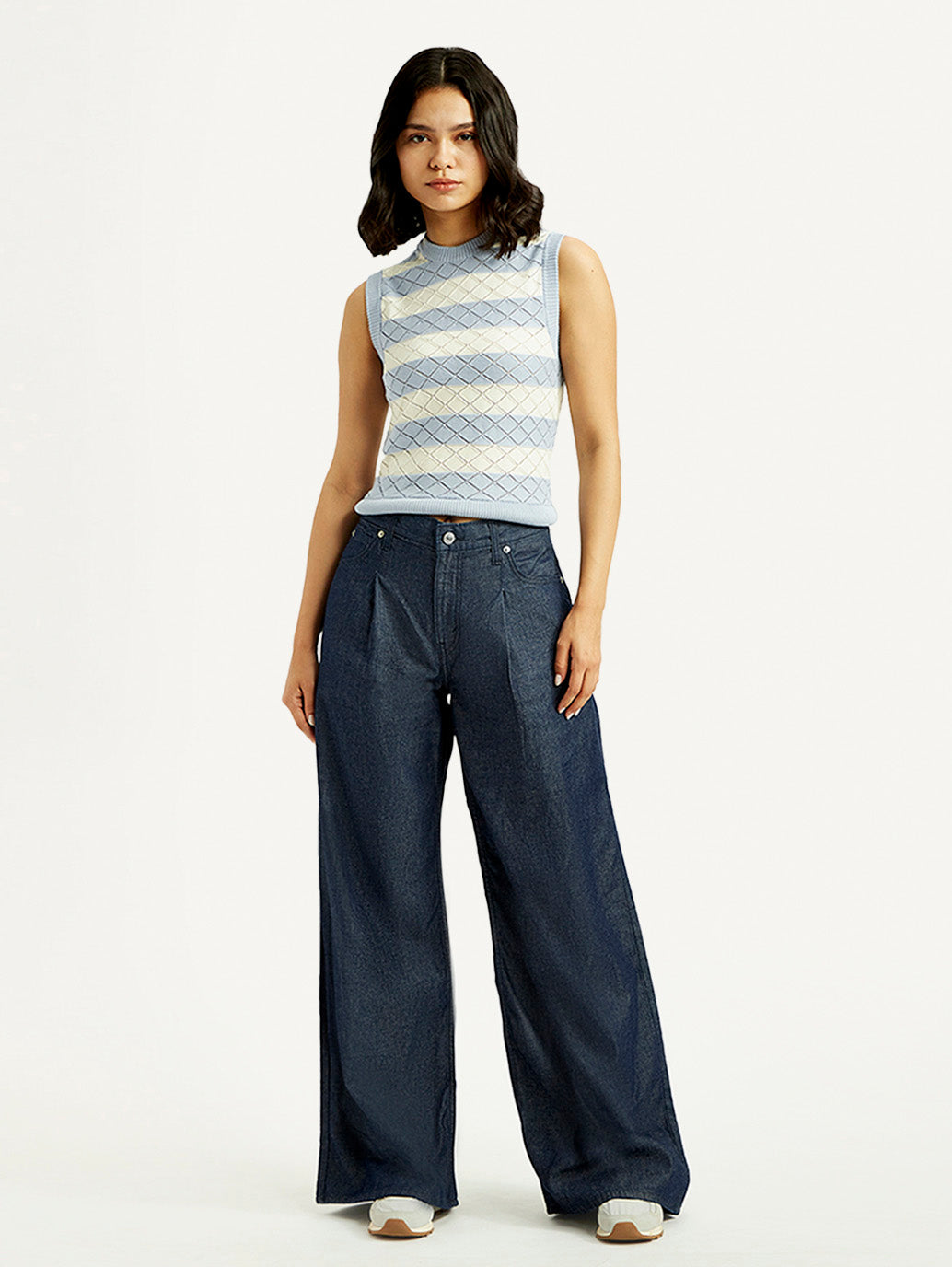 Women's Dark Indigo Baggy Fit High Rise Jeans