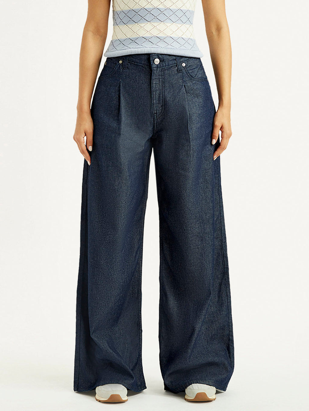 Women's Dark Indigo Baggy Fit High Rise Jeans
