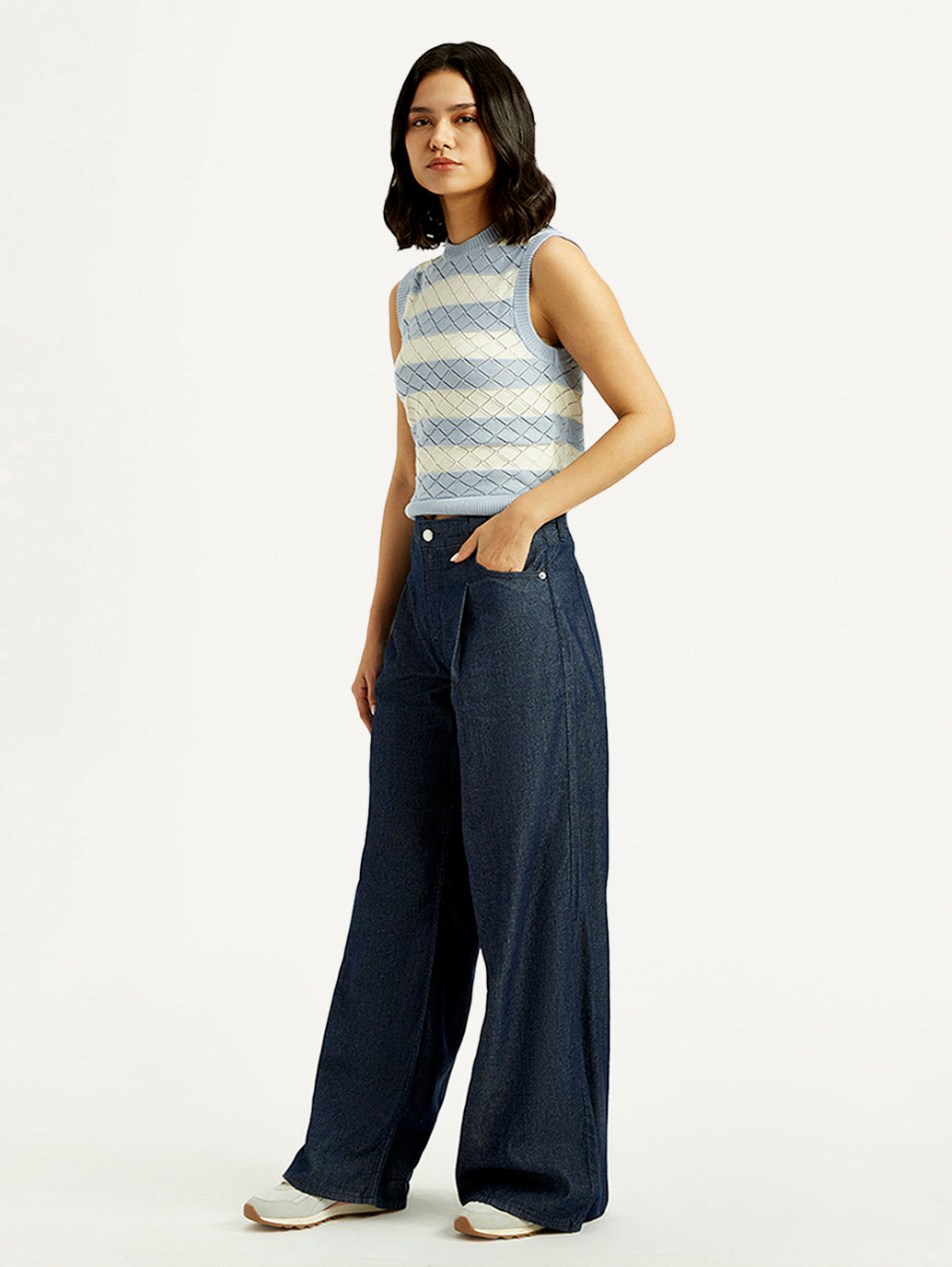 Women's Dark Indigo Baggy Fit High Rise Jeans