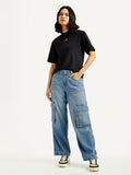Women's 94 Blue Baggy Fit Mid Rise Jeans