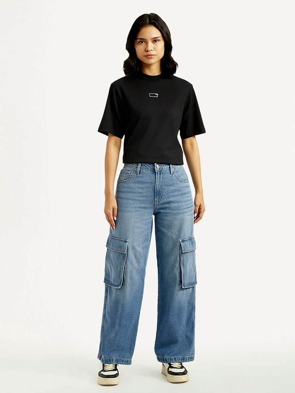Women's 94 Blue Baggy Fit Mid Rise Jeans