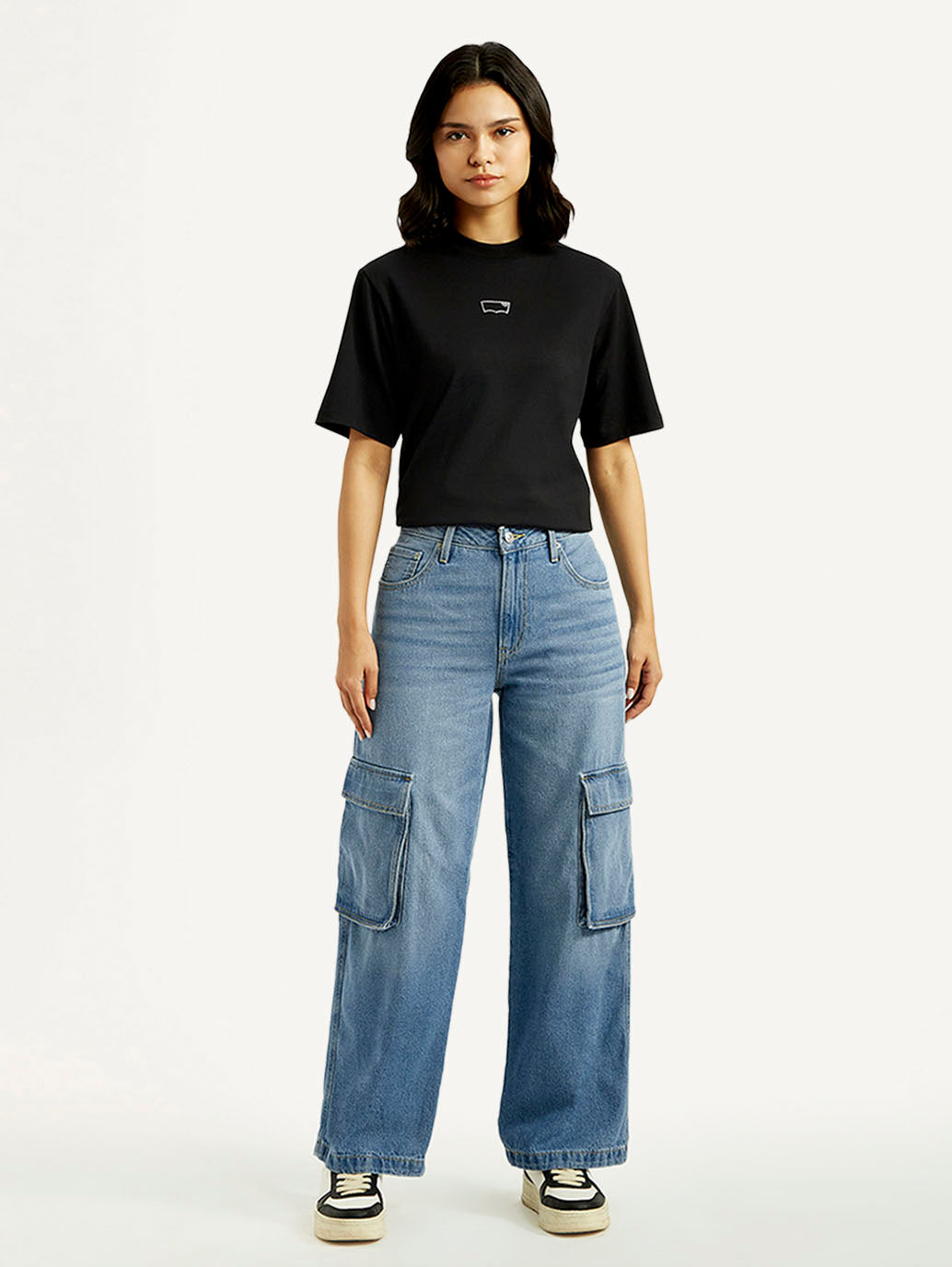 Women's 94 Blue Baggy Fit Mid Rise Jeans