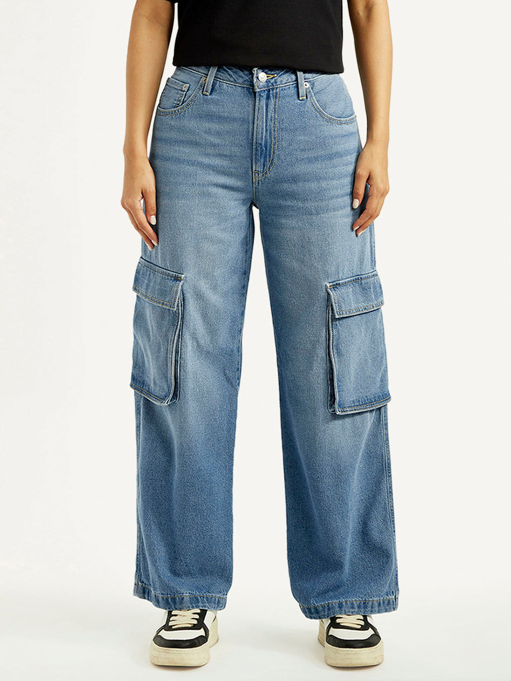 Women's 94 Blue Baggy Fit Mid Rise Jeans