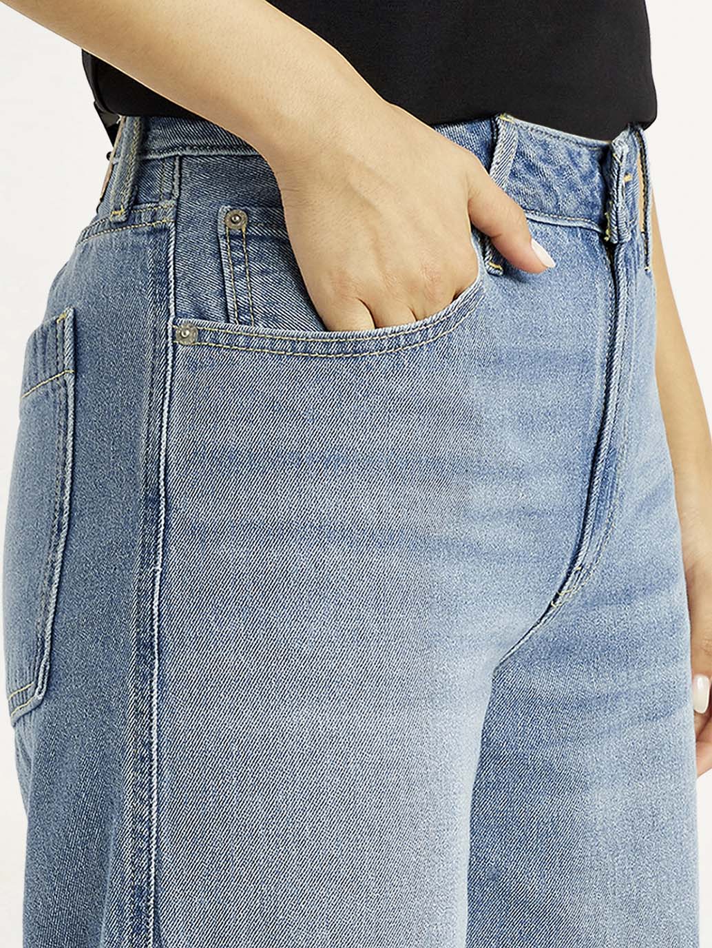Women's 94 Blue Baggy Fit Mid Rise Jeans