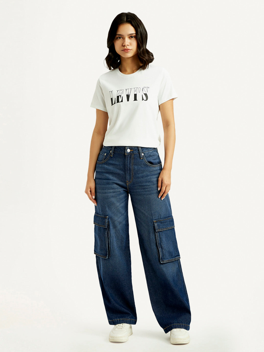 Women's 94 Dark Blue Baggy Fit Mid Rise Jeans