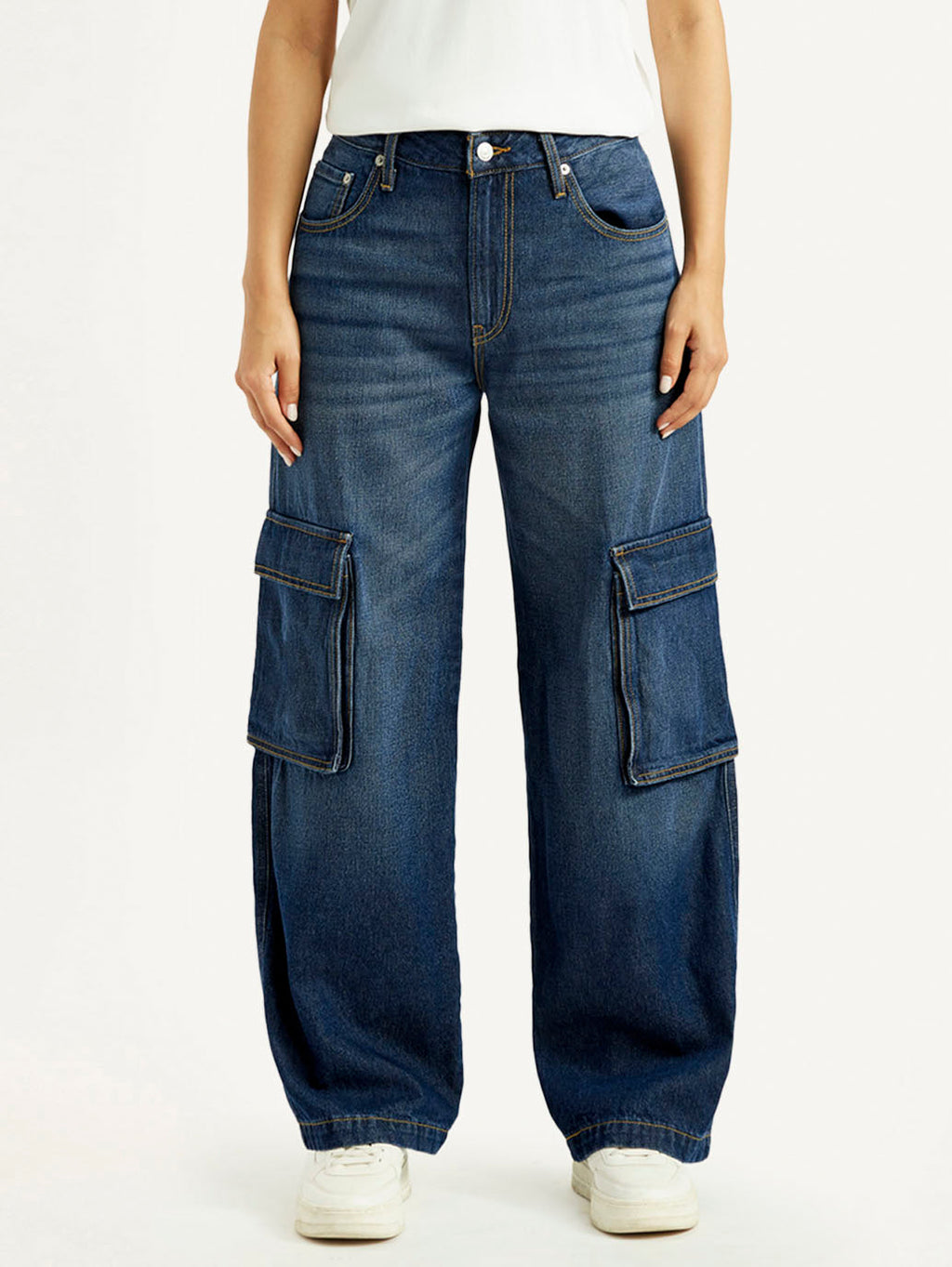Women's 94 Dark Blue Baggy Fit Mid Rise Jeans