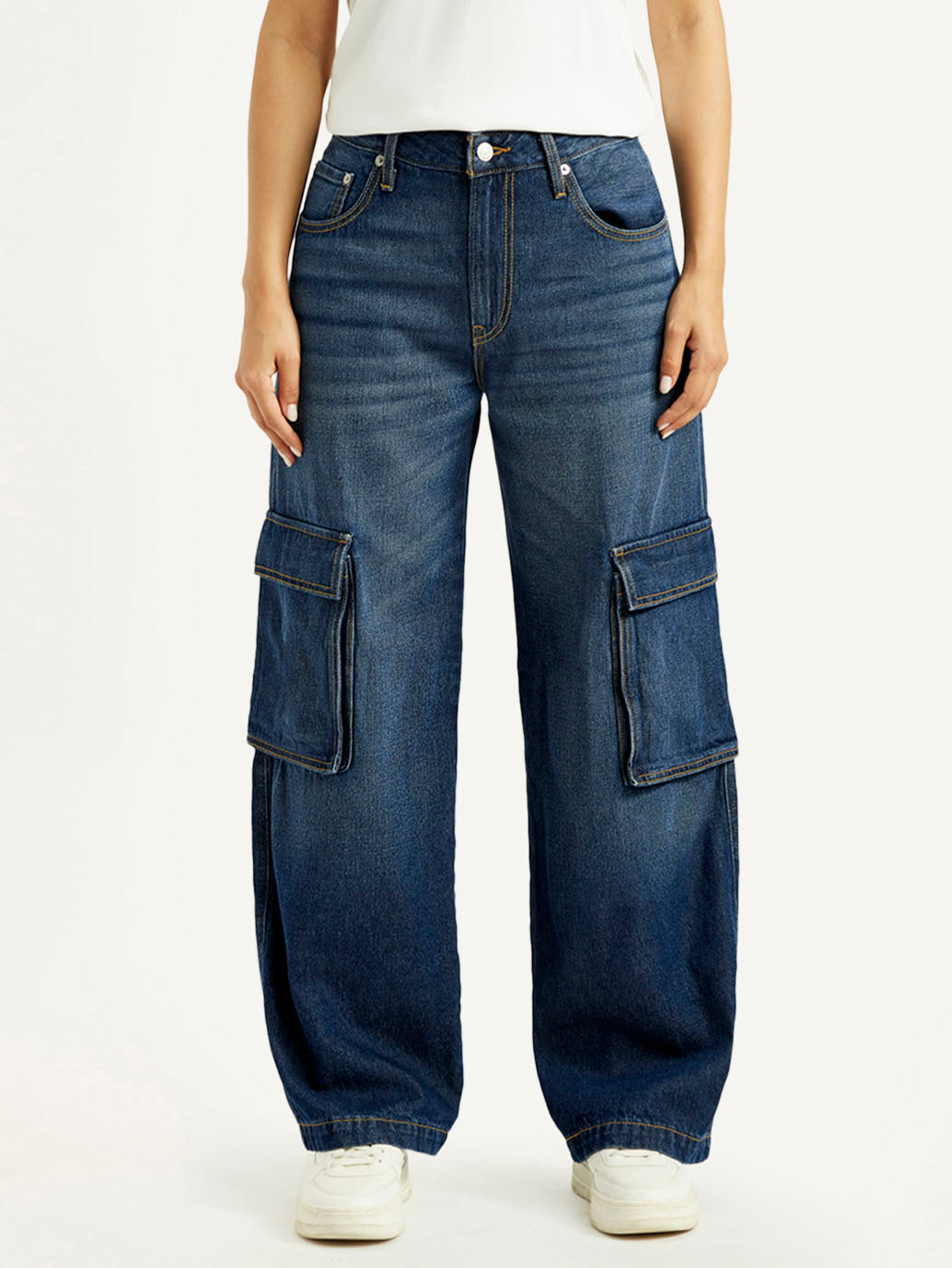 Women's 94 Dark Blue Baggy Fit Mid Rise Jeans