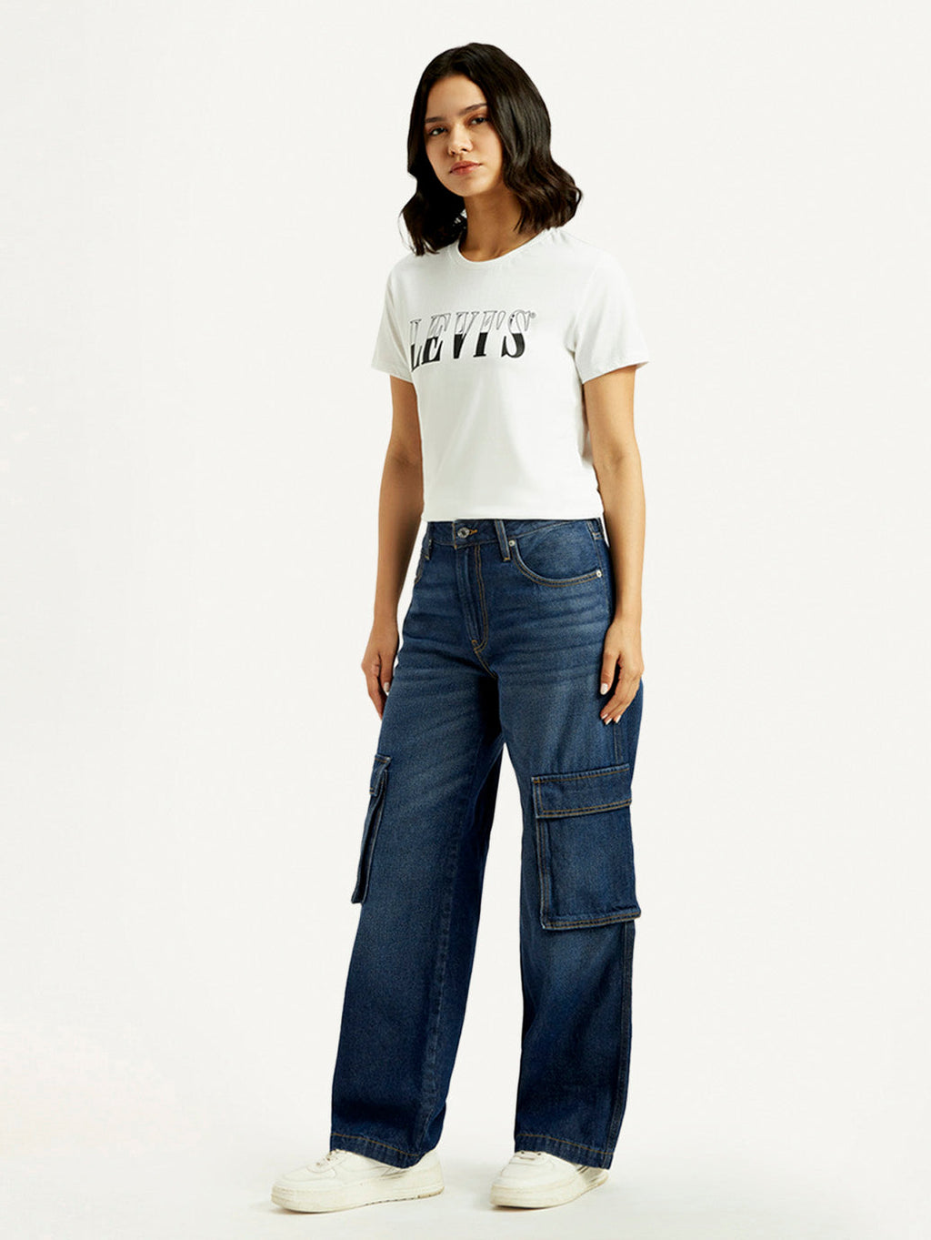 Women's 94 Dark Blue Baggy Fit Mid Rise Jeans