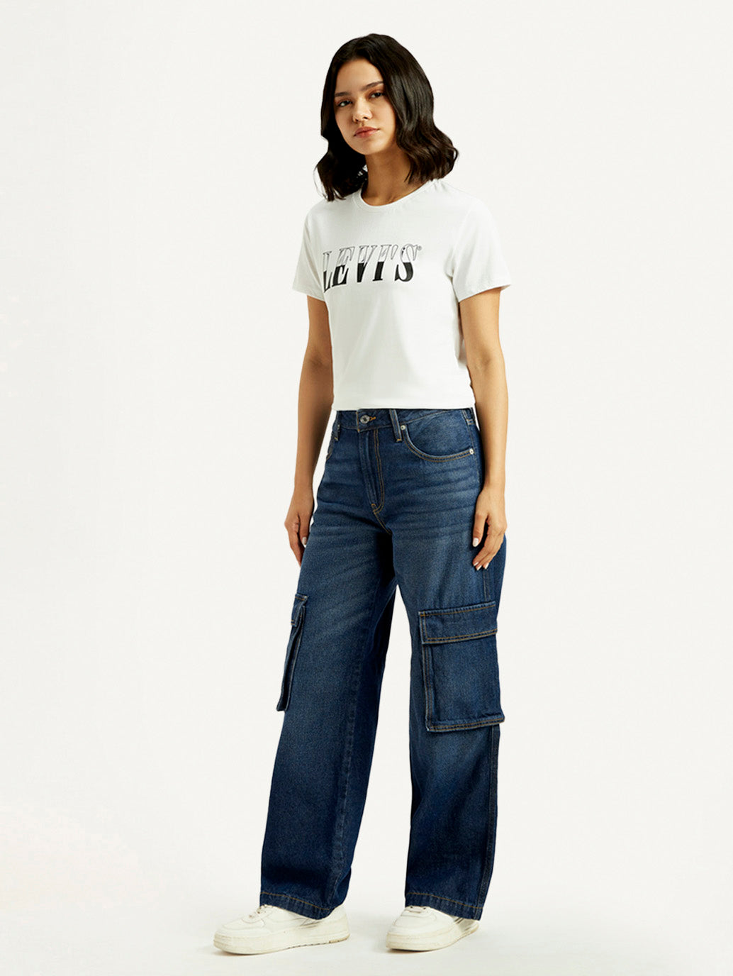 Women's 94 Dark Blue Baggy Fit Mid Rise Jeans