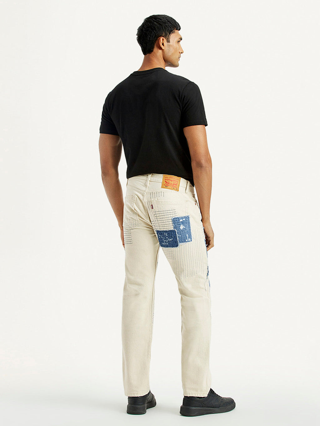 Men's 555 Off White Loose Fit Mid Rise Jeans