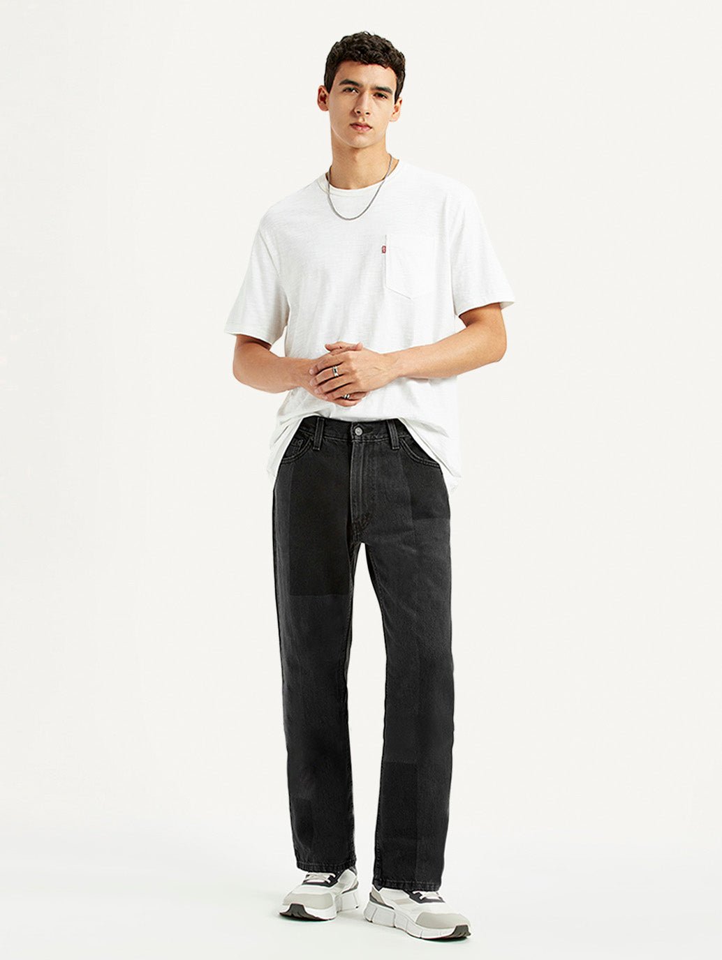 Men's 555 Black Loose Fit Mid Rise Jeans