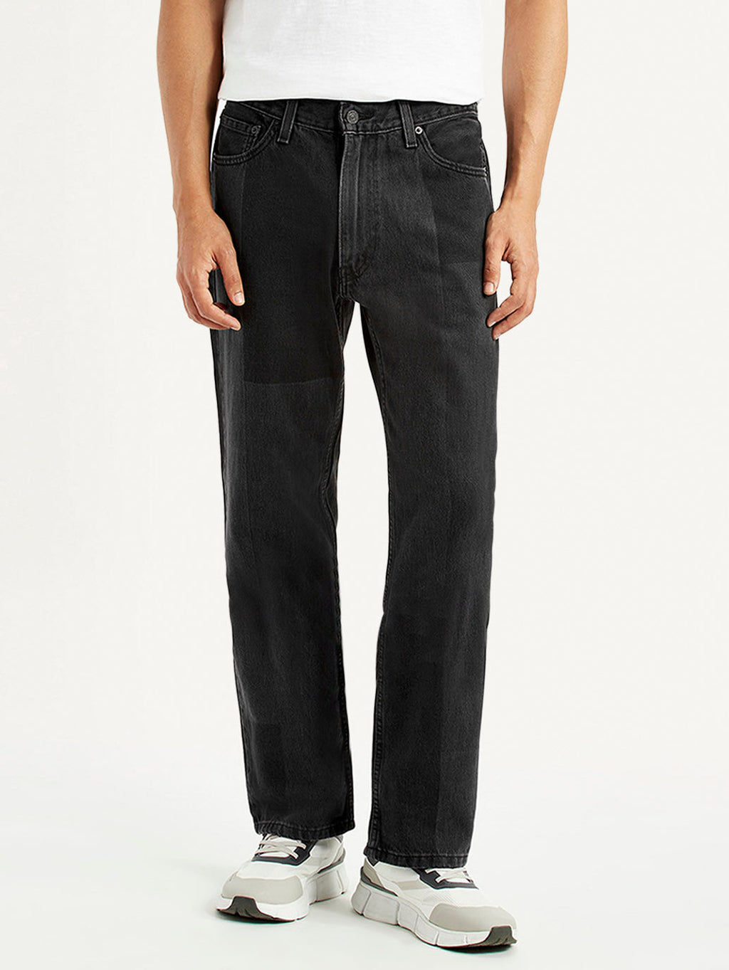 Men's 555 Black Loose Fit Mid Rise Jeans
