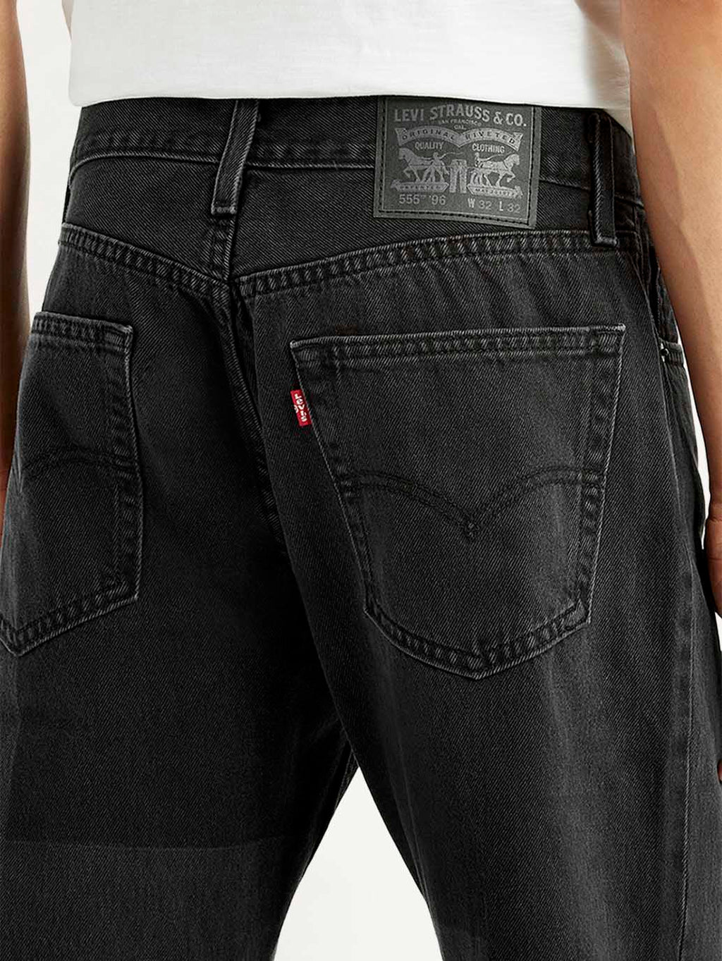 Men's 555 Black Loose Fit Mid Rise Jeans