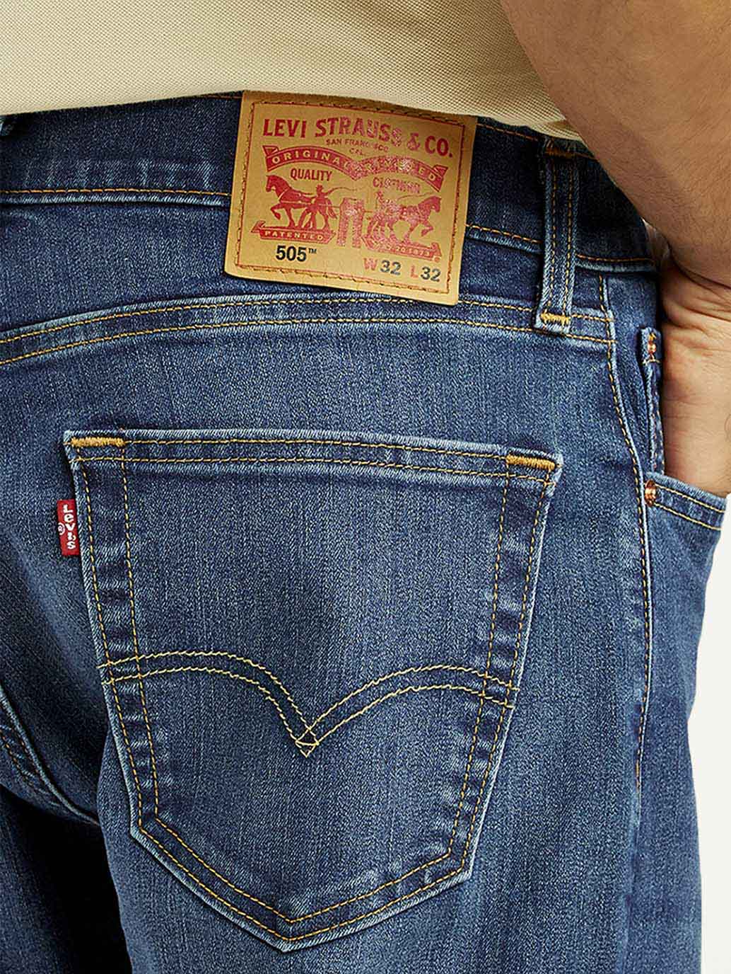 Men's 505 Med Indigo Straight Fit Mid Rise Jeans