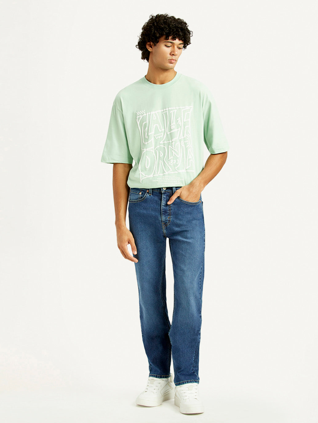 Men's 505 Med Indigo Straight Fit Mid Rise Jeans