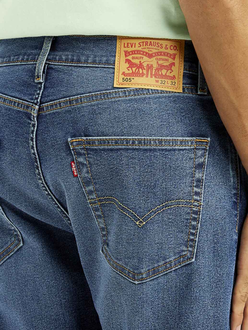 Men's 505 Med Indigo Straight Fit Mid Rise Jeans