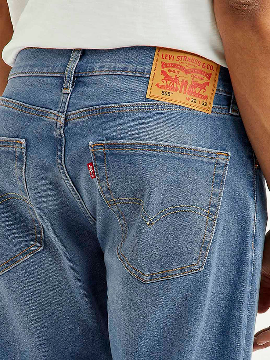 Men's 505 Med Indigo Straight Fit Mid Rise Jeans