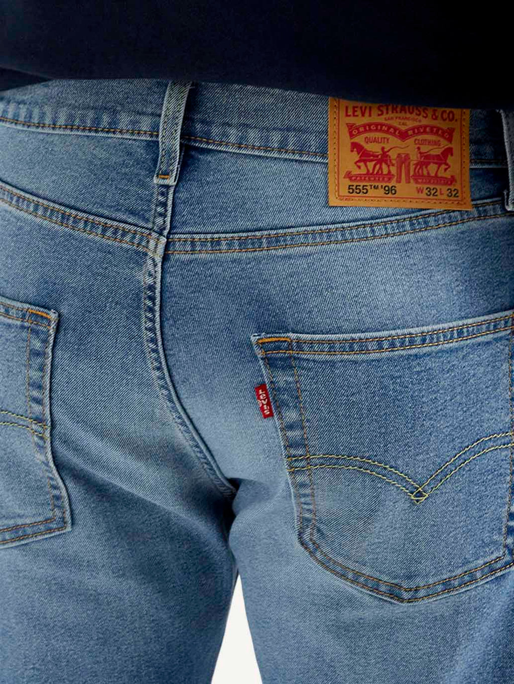 Men's 555 Med Indigo Loose Fit Mid Rise Jeans