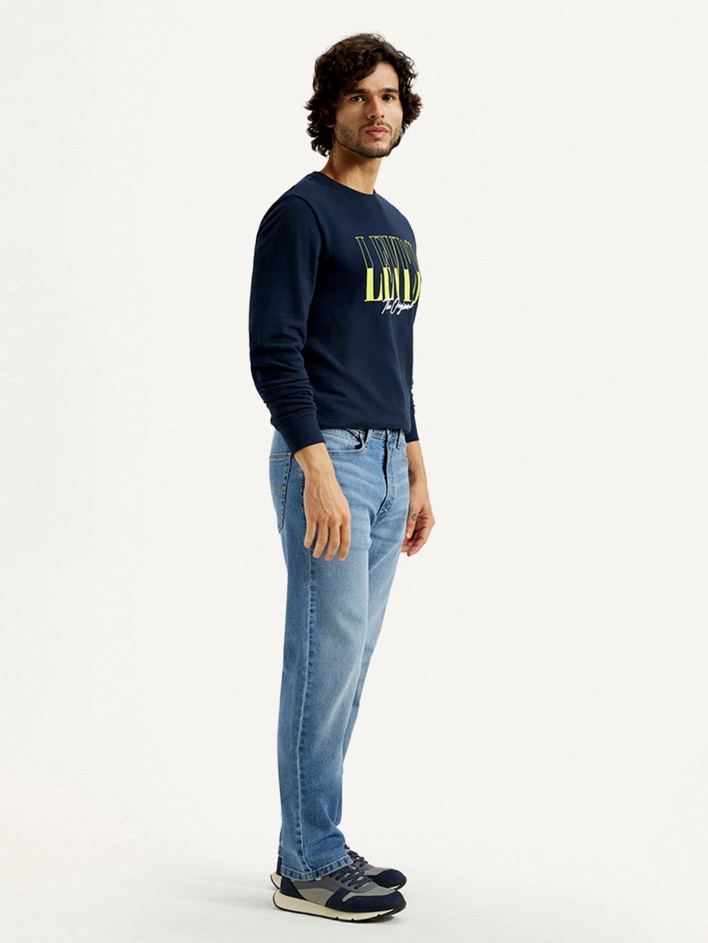 Men's 555 Med Indigo Loose Fit Mid Rise Jeans