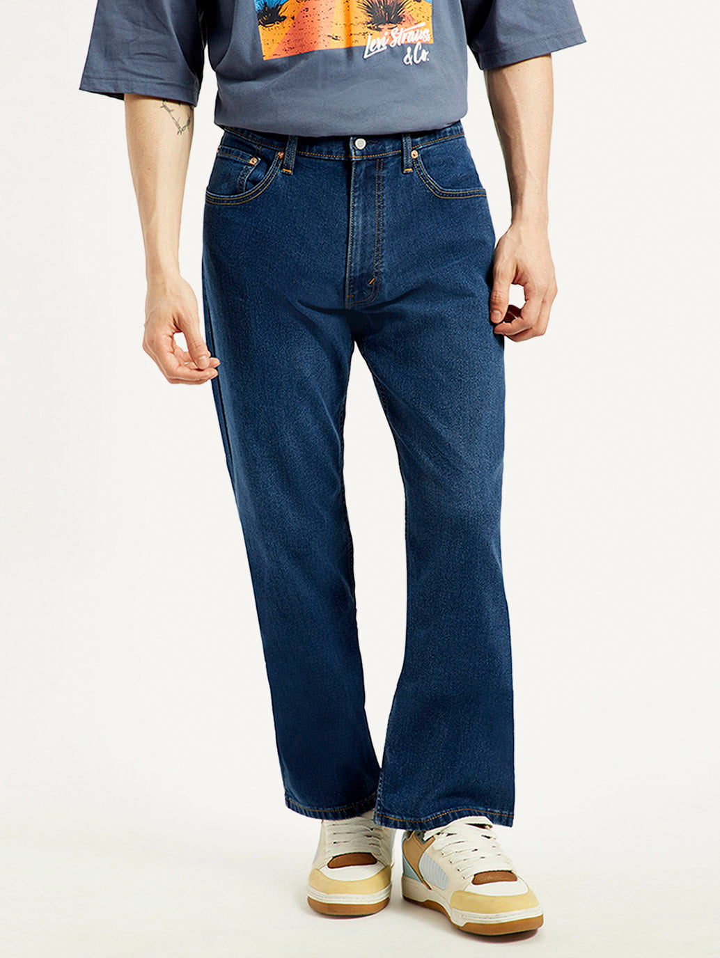 Men's 555 Dark Indigo Loose Fit Mid Rise Jeans