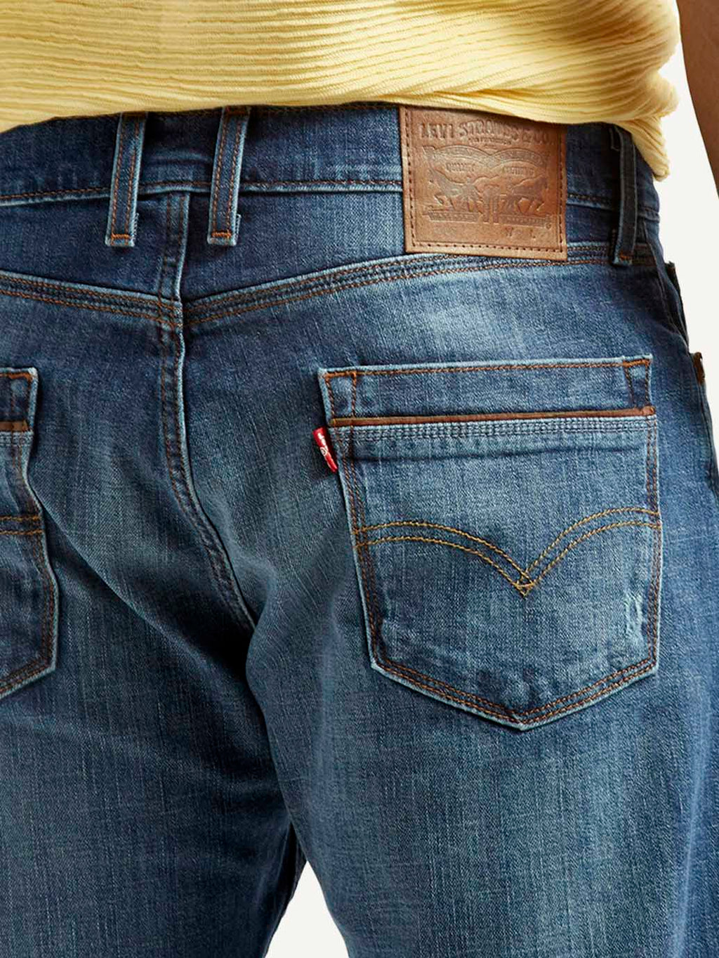 Men's 505 Blue Straight Fit Mid Rise Jeans