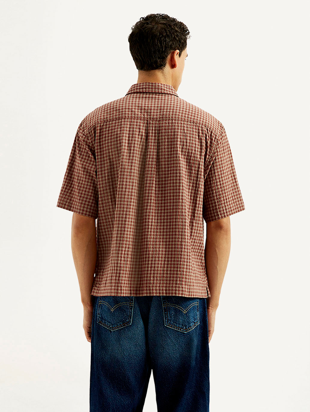 Men's Gingham Print Loose Fit Shirt