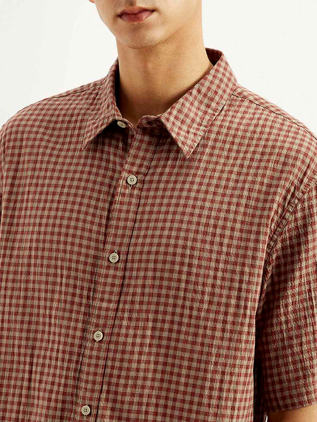 Men's Gingham Print Loose Fit Shirt