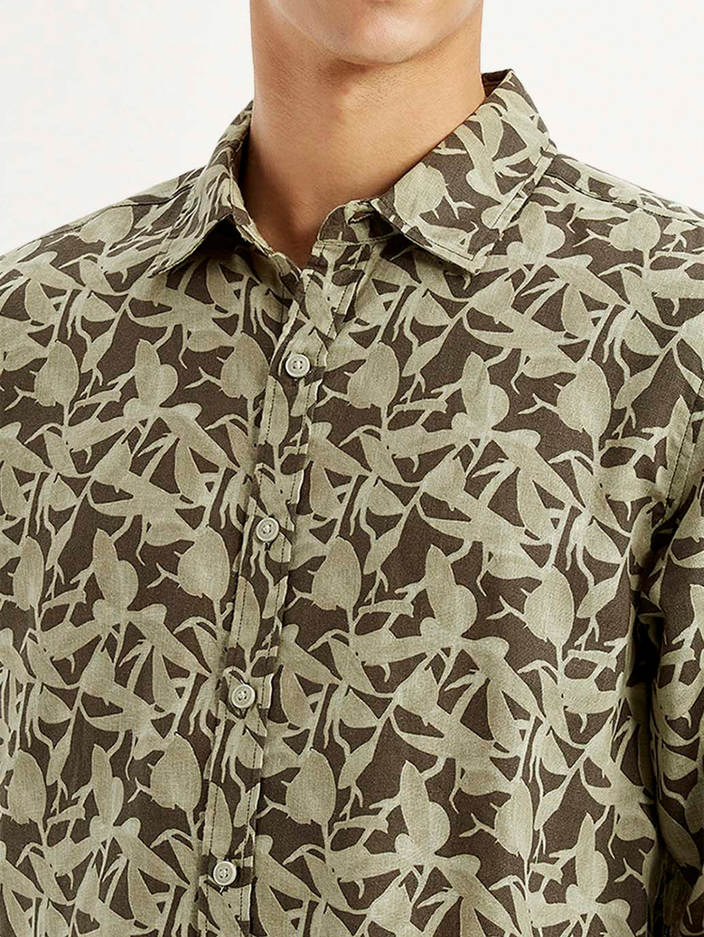 Men's Green Printed Slim Fit Shirt