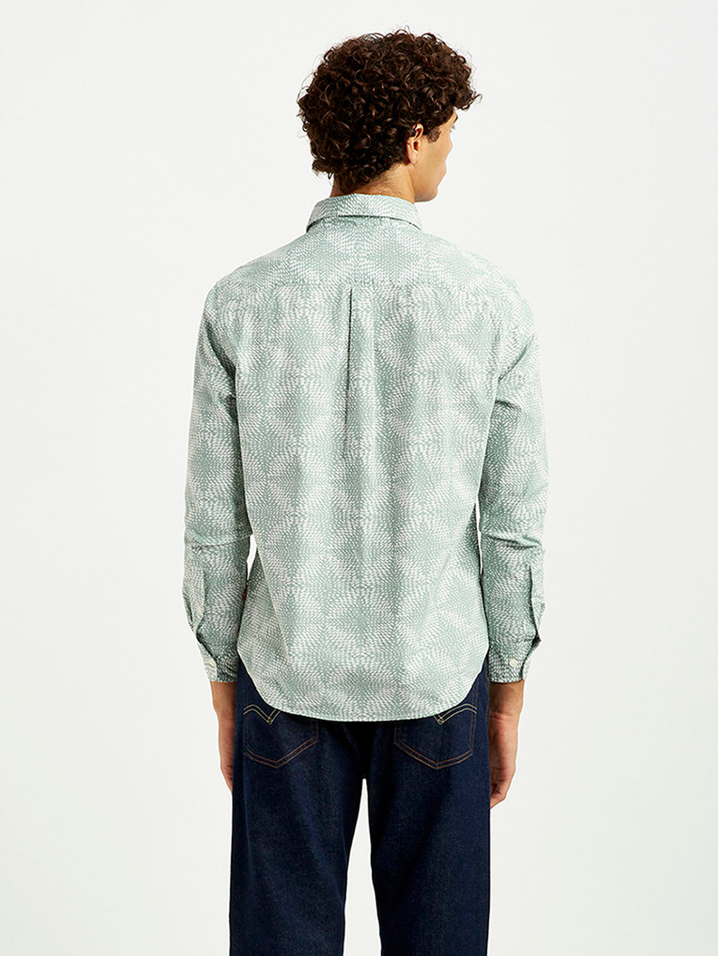 Men's Abstract Light Green Slim Fit Shirt