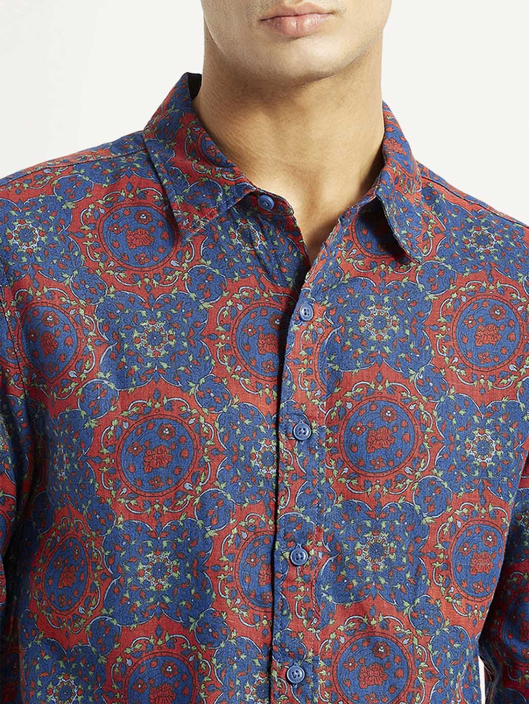 Men's Printed Multicolor Slim Fit Shirt