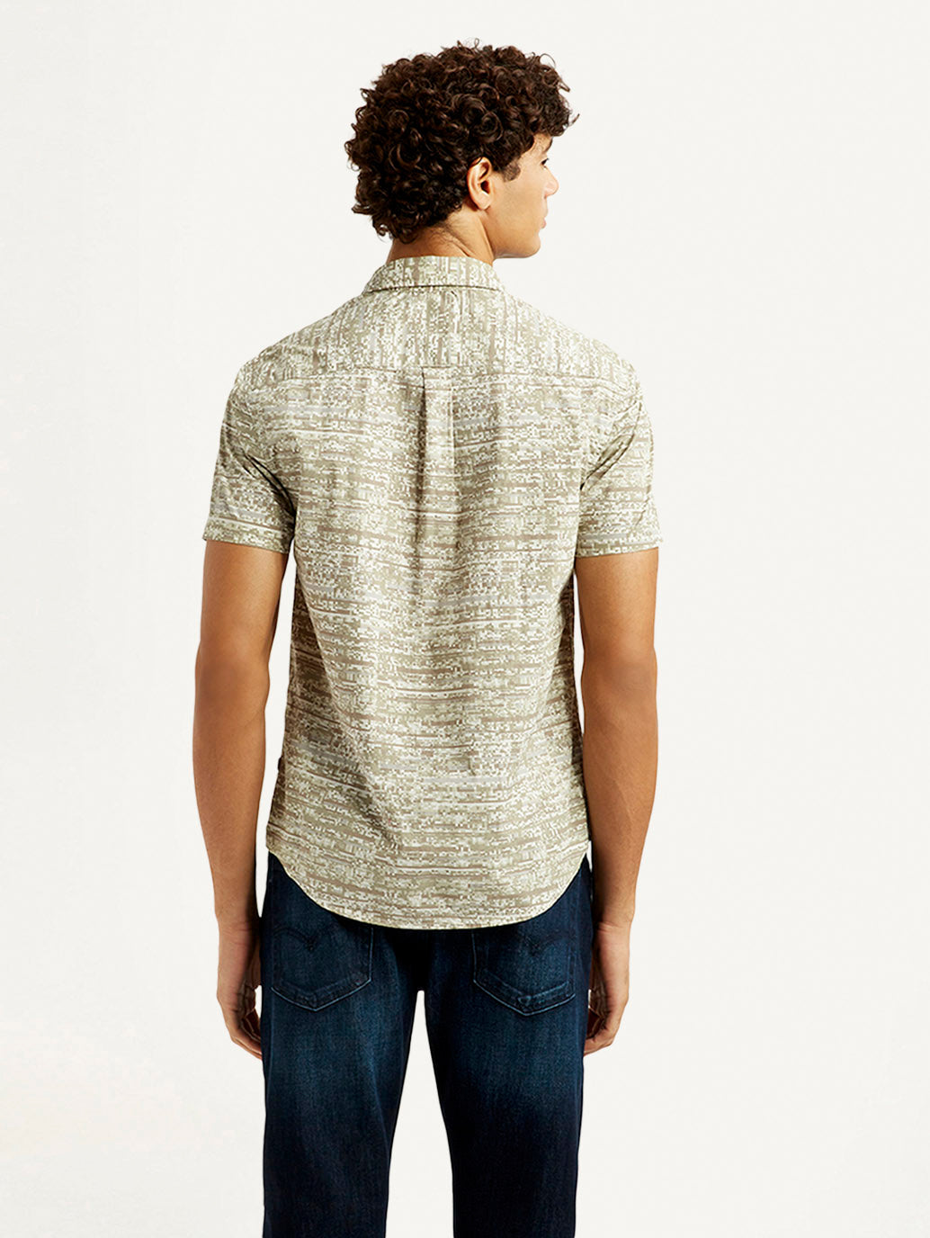 Men's Abstract Beige Slim Fit Shirt