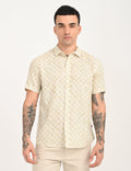 Men's Floral Beige Slim Fit Shirt