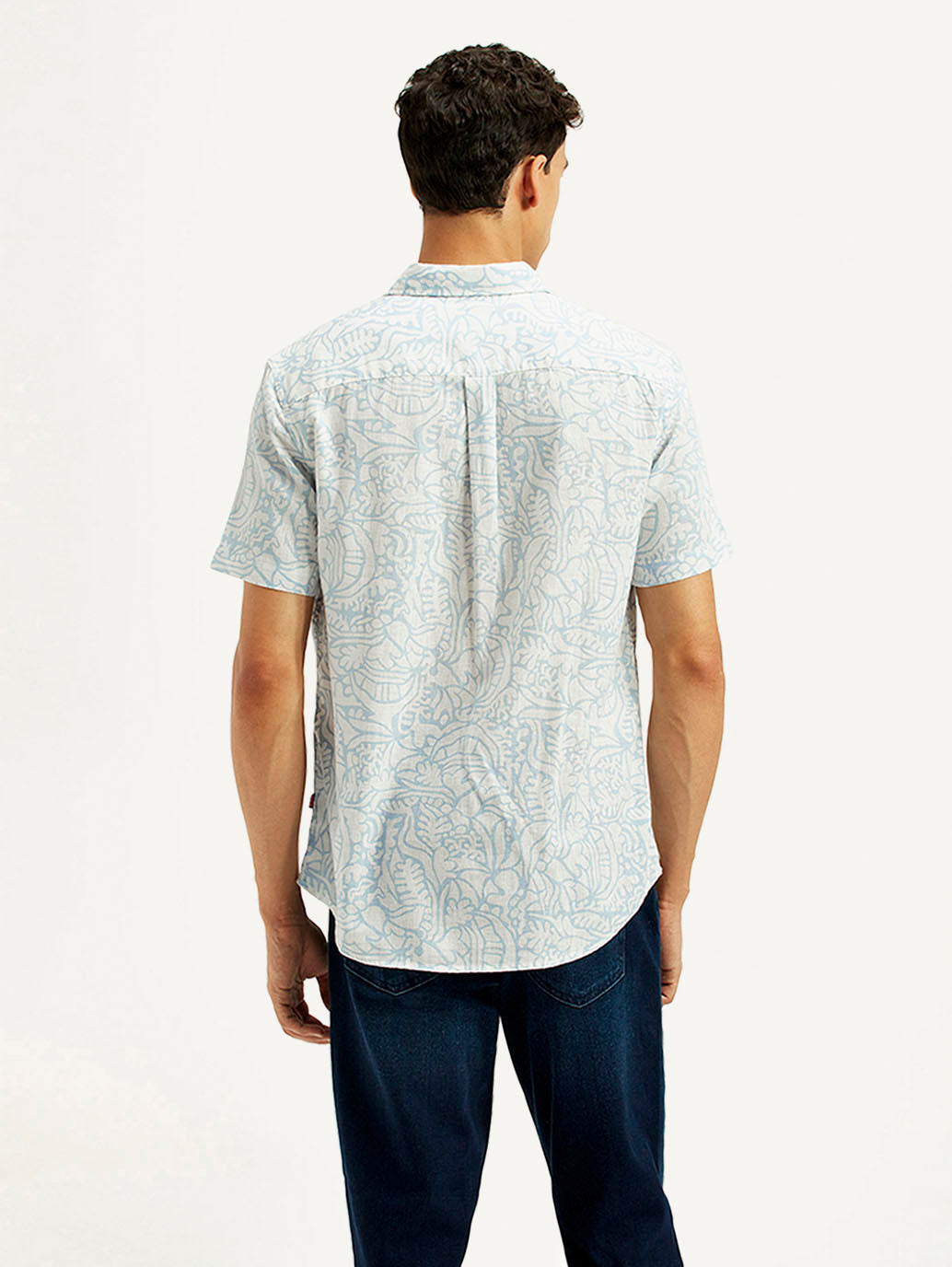 Men's Printed Slim Fit Linen Shirt