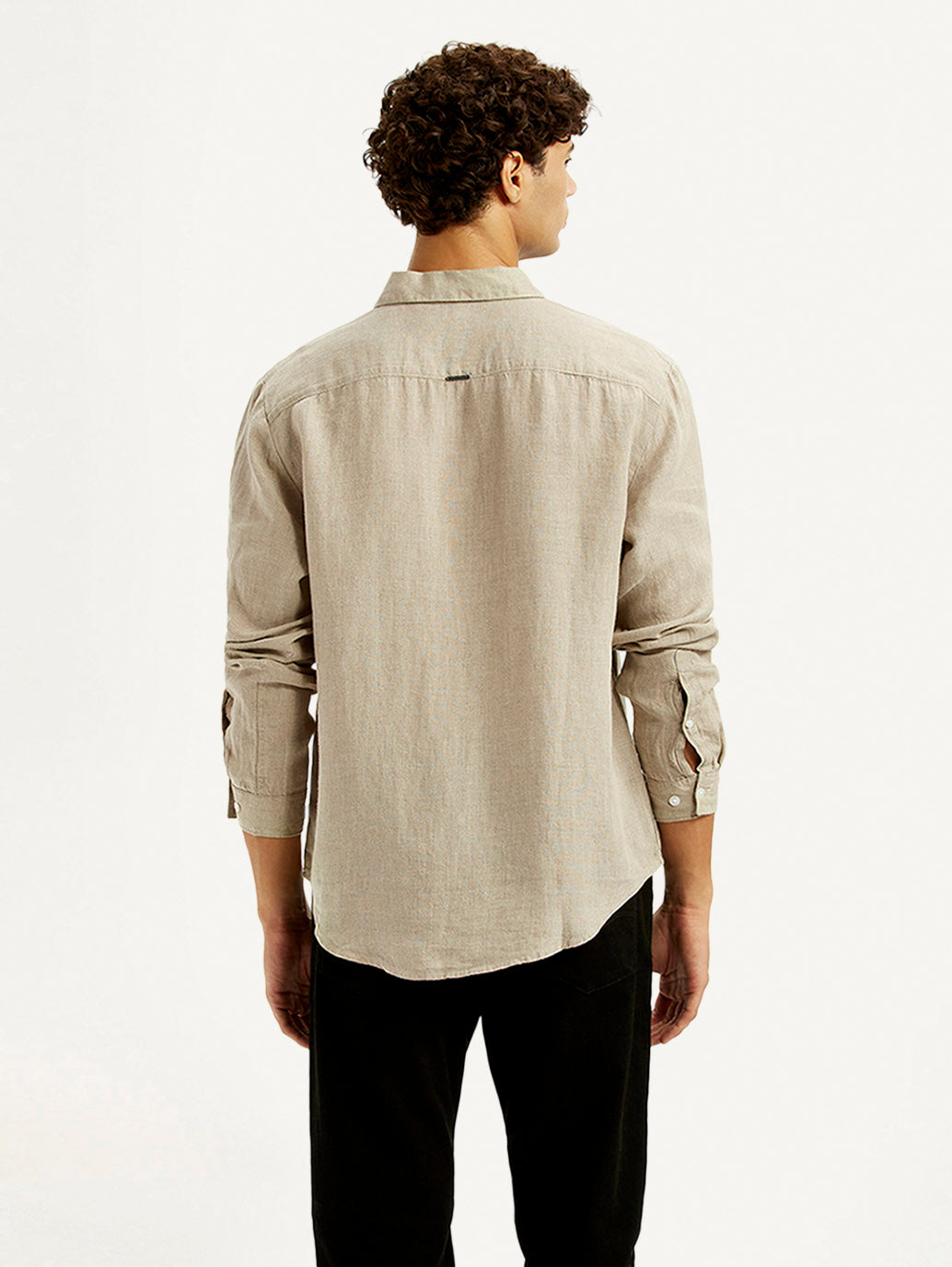 Men's Solid Beige Slim Fit Shirt