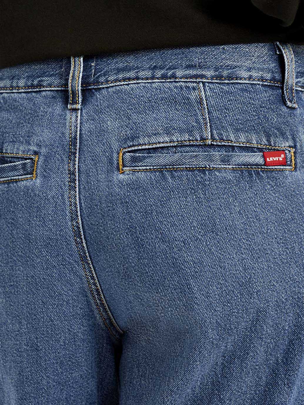 Women's Blue XL Straight Loose Fit Mid Rise Jeans