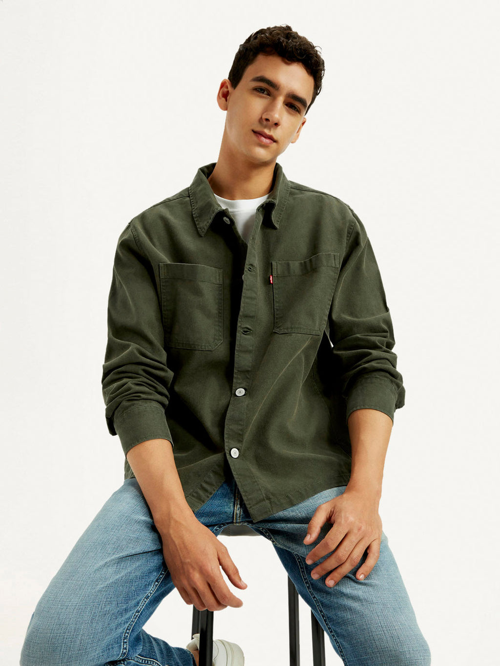 Men's Solid Dark Green Slim Fit Shirt