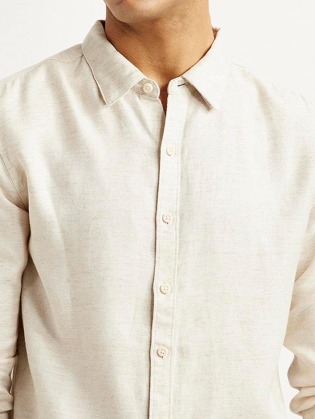 Men's Redloop Solid Beige Slim Fit Shirt