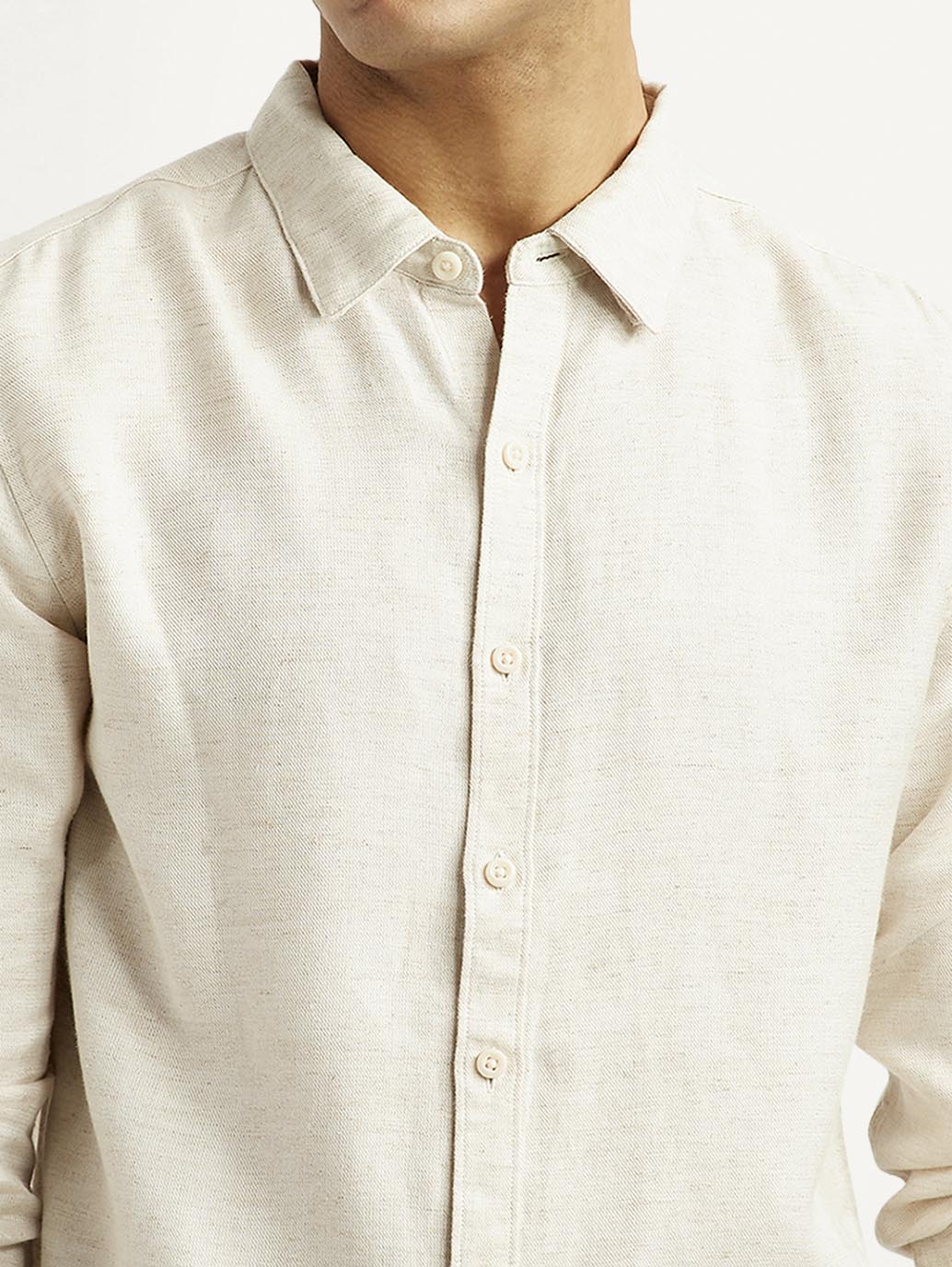 Men's Redloop Solid Beige Slim Fit Shirt