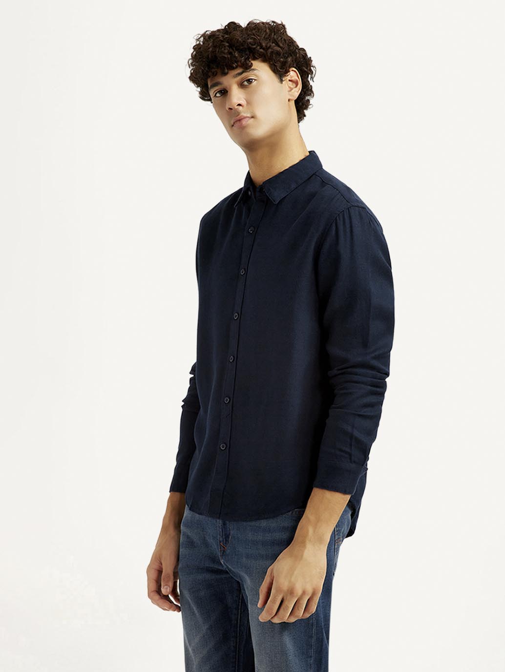 Men's Redloop Solid Navy Slim Fit Shirt