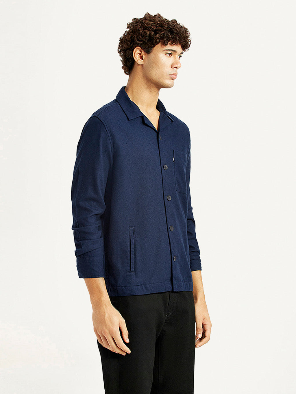 Men's Redloop Solid Navy Relaxed Fit Camp Shirt