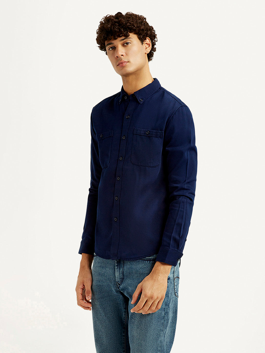 Men's Redloop Solid Navy Slim Fit Shirt