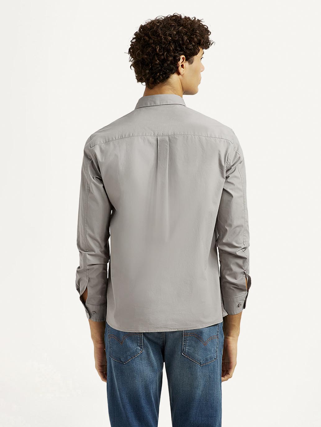 Men's Redloop Solid Grey Slim Fit Shirt