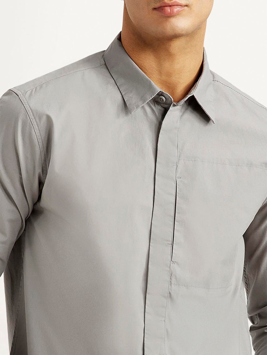 Men's Redloop Solid Grey Slim Fit Shirt