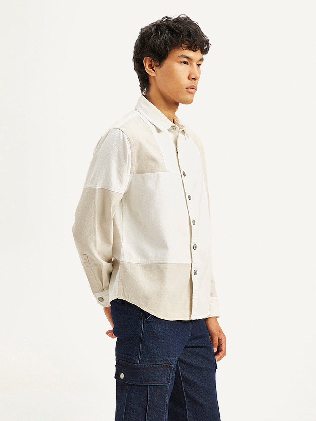 Men's Colorblock Relaxed Fit Denim Overshirt